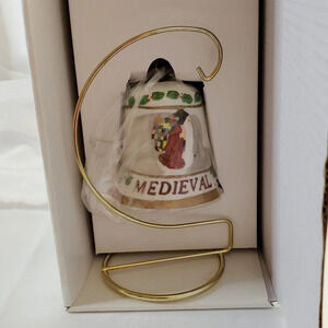 VTG Christmas Duncan Royale Ornament Medieval Santa Claus Bell And Stand 1992